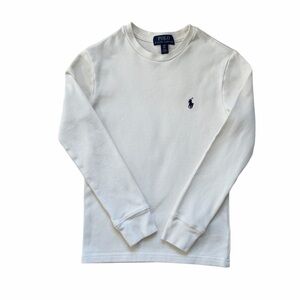 Polo Ralph Lauren Boys Thermal Waffle Knit Shirt Cream Pony Size 8